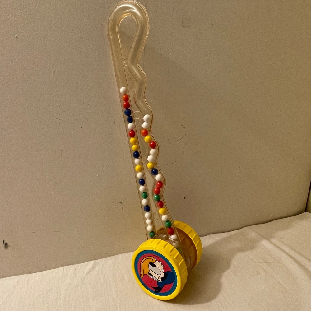 Vintage Disney Donald‎ Duck & Minnie Mouse Push Popper Toy with Beads